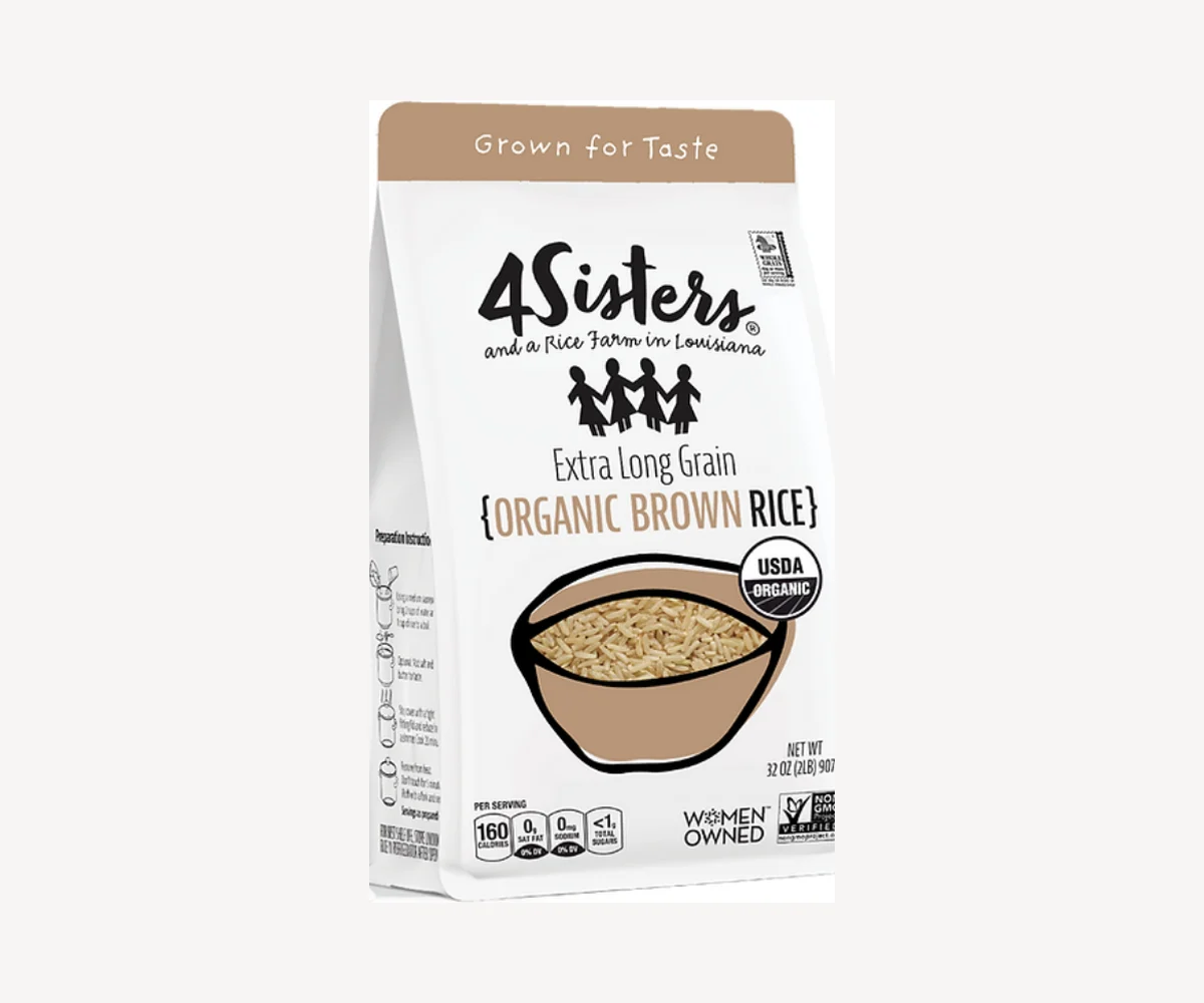 4Sisters Extra Long Grain Organic Brown Rice, the whole grain used in this recipe.